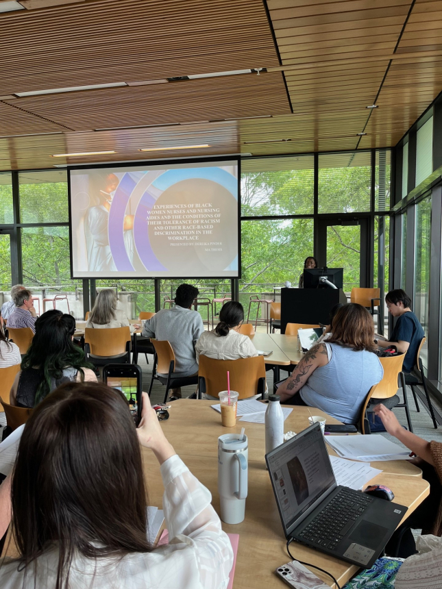 graduate student making a presentation